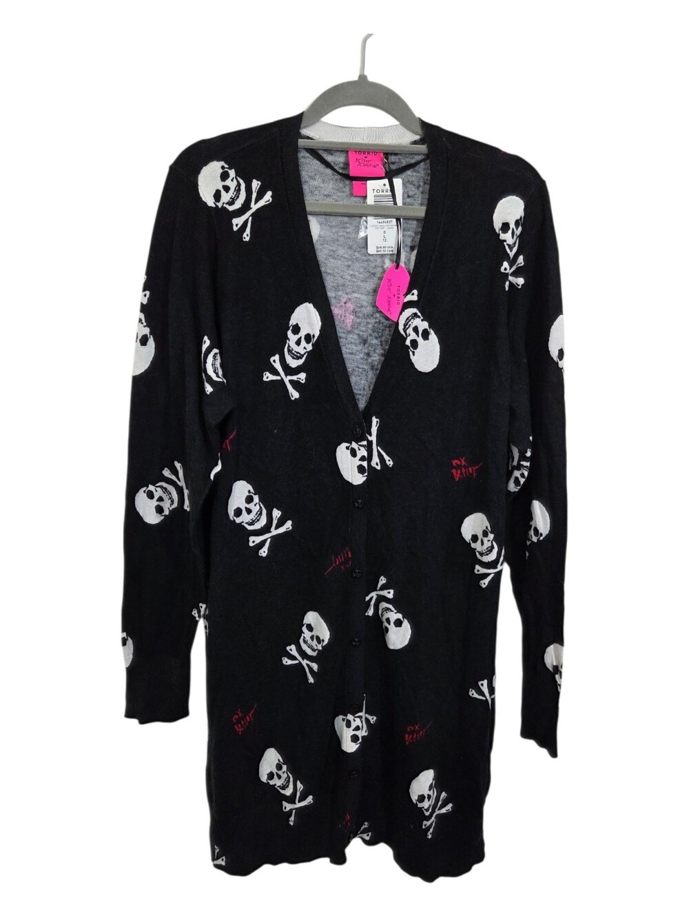 NWT Torrid x Betsey Johnson Skull Crossbones Cardigan Sweater Size Large
